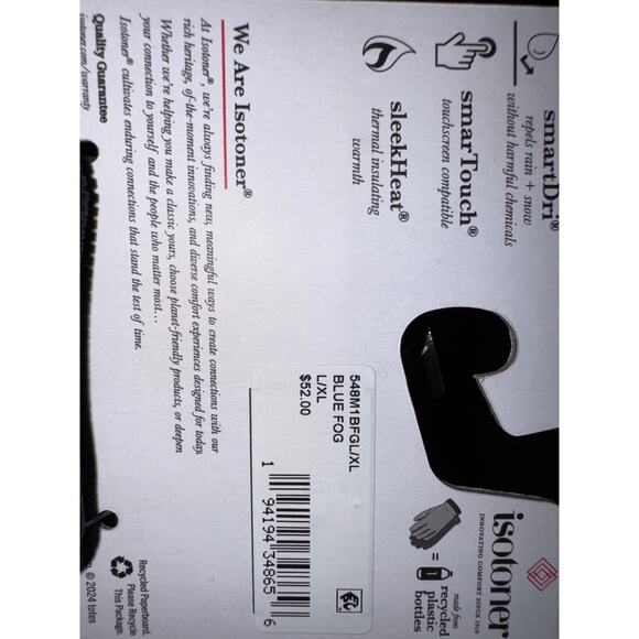 Brand New Isotoner Womens Size S/M Blue Snow Rain Repellant Gloves Touchscreen - Picture 6 of 7